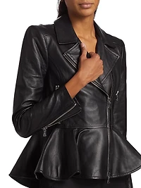 Lyric Leather Peplum Biker Jacket