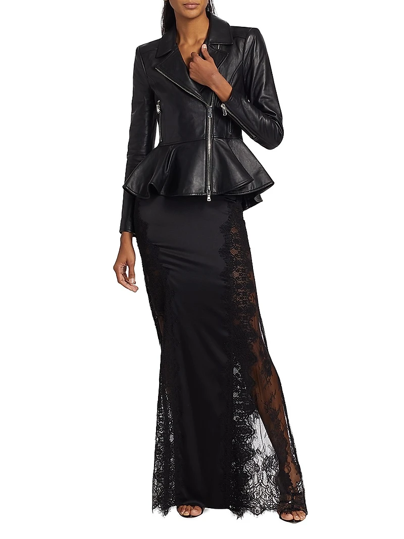 Lyric Leather Peplum Biker Jacket