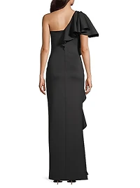Eve Percy Ruffled One-Shoulder Gown