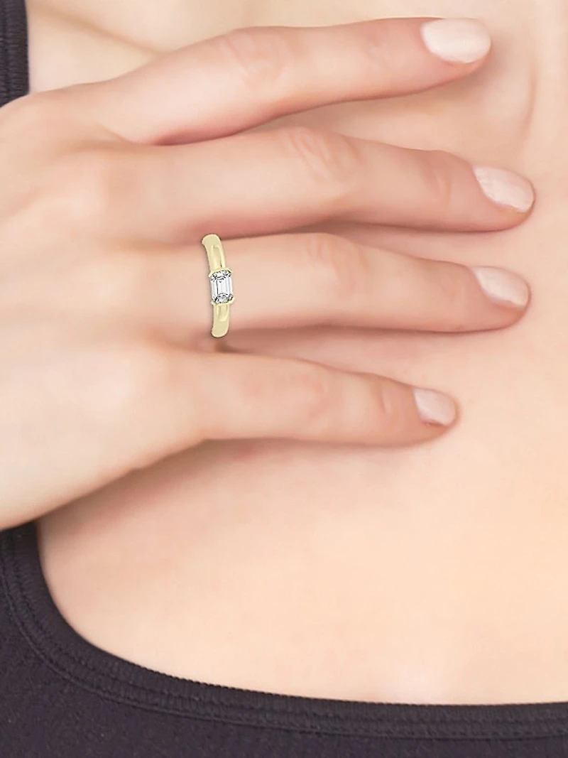 14K Yellow Gold & 0.50 TCW Lab-Grown Diamond Stackable Ring