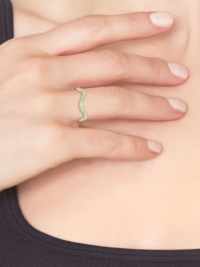 14K Yellow Gold & TCW Lab-Grown Diamond Wavy Eternity Ring