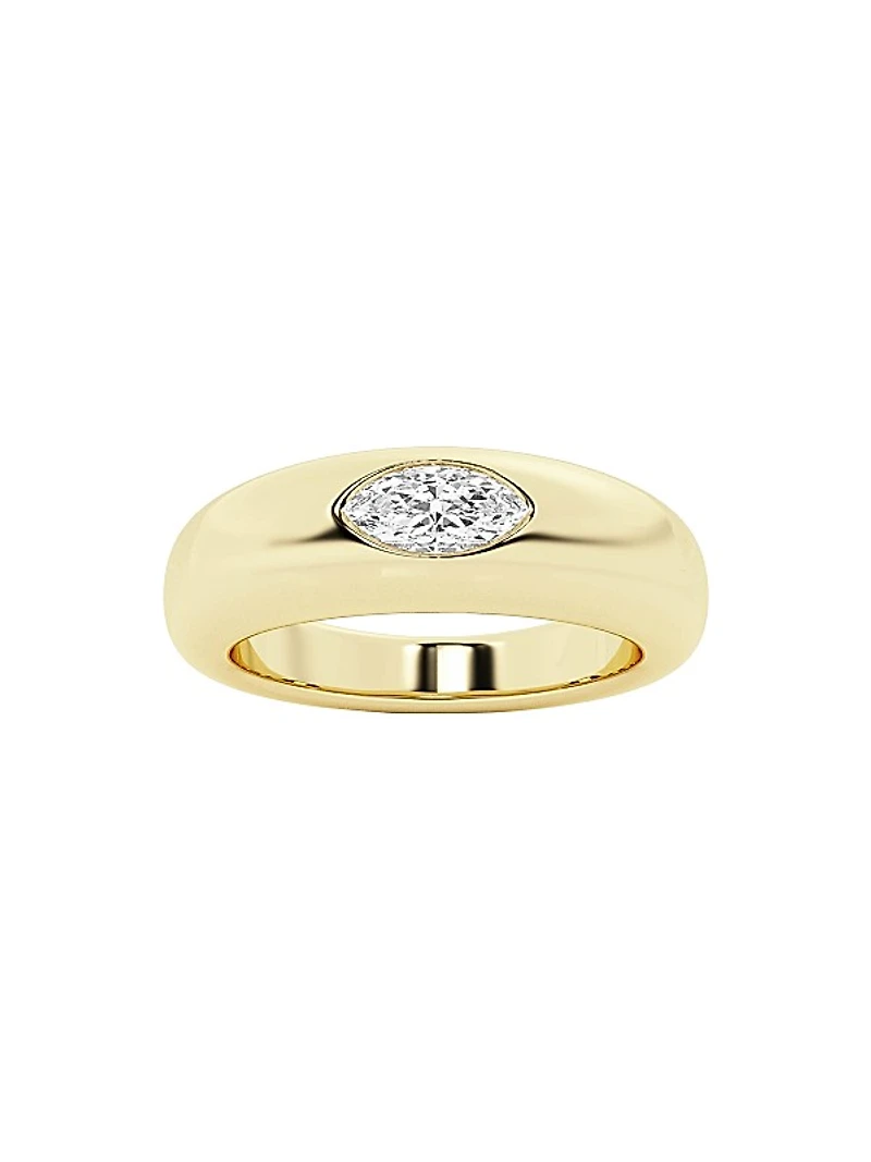 14K Yellow Gold & 0.33 TCW Lab-Grown Diamond Stackable Ring