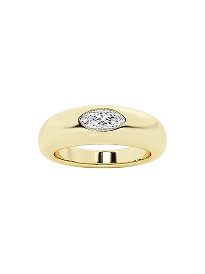 14K Yellow Gold & 0.33 TCW Lab-Grown Diamond Stackable Ring