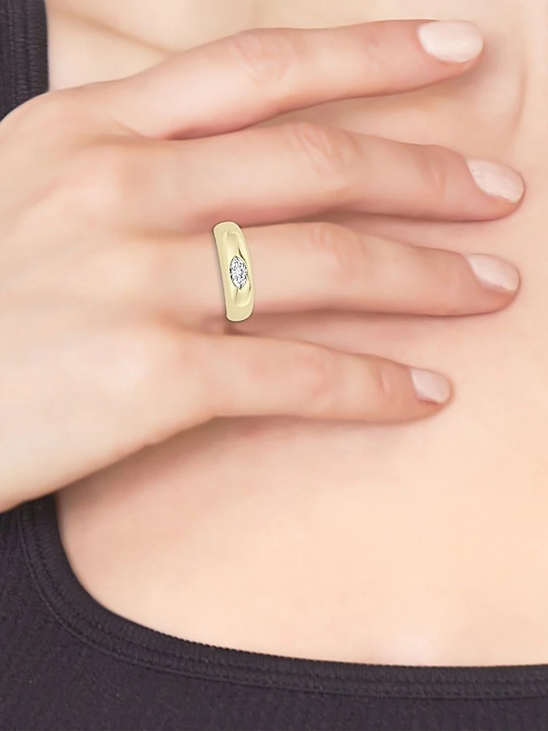 14K Yellow Gold & 0.33 TCW Lab-Grown Diamond Stackable Ring