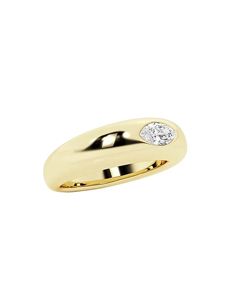 14K Yellow Gold & 0.33 TCW Lab-Grown Diamond Stackable Ring