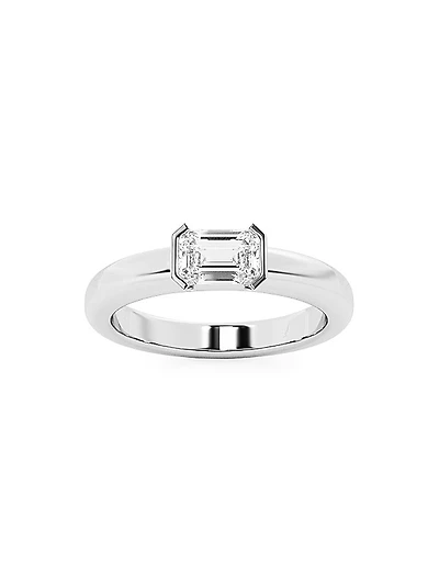 14K White Gold & 0.50 TCW Lab-Grown Diamond Stackable Ring