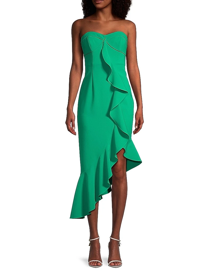 Twill Asymmetric Midi-Dress