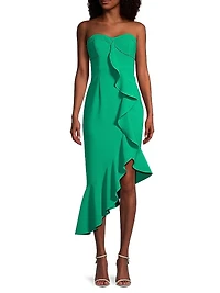 Twill Asymmetric Midi-Dress