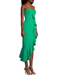 Twill Asymmetric Midi-Dress
