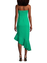 Twill Asymmetric Midi-Dress