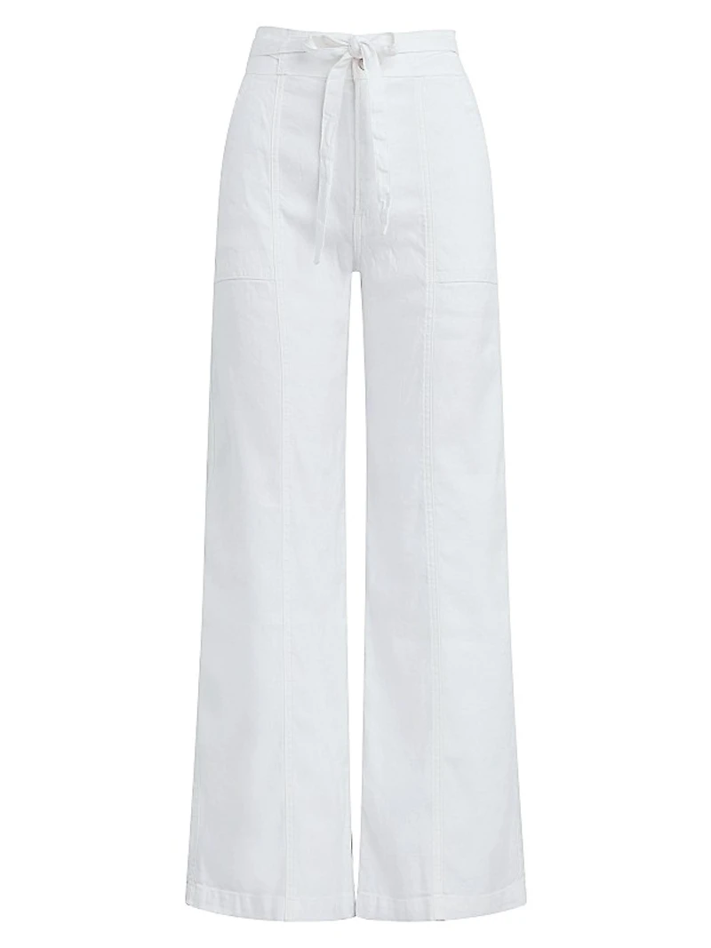 Linen-Blend Wide-Leg Pants