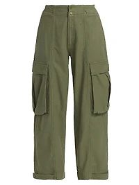 Pleated Wide-Leg Cargo Pants