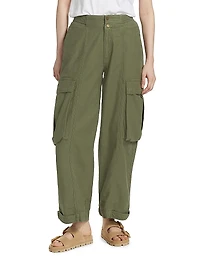 Pleated Wide-Leg Cargo Pants