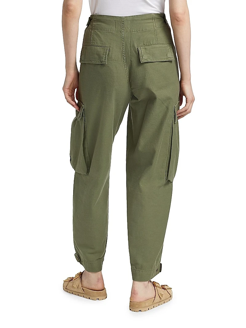 Pleated Wide-Leg Cargo Pants