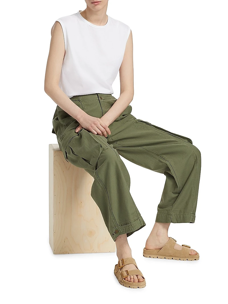 Pleated Wide-Leg Cargo Pants