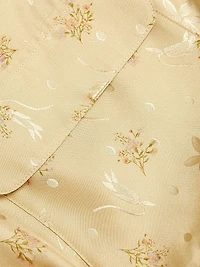 Silk Jacquard Button-Front Blouse