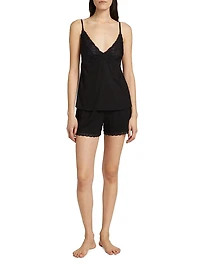 Feathers 2-Piece Lace-Trimmed Pajama Set