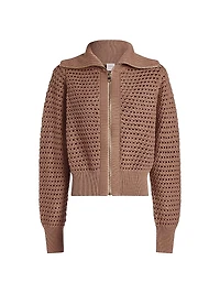 Eloise Cotton Open-Knit Zip Cardigan