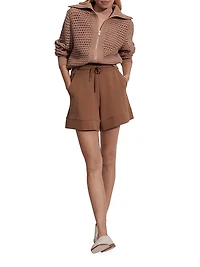 Eloise Cotton Open-Knit Zip Cardigan