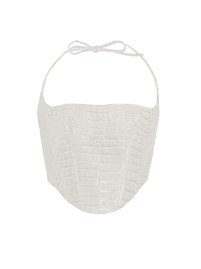 Crocodile-Embossed Leather Bustier