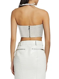 Crocodile-Embossed Leather Bustier