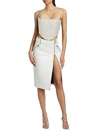 Crocodile-Embossed Leather Bustier