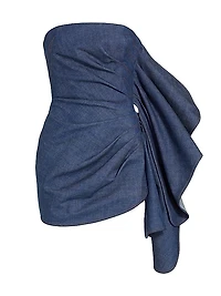 Denim Strapless Draped Minidress