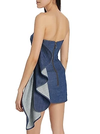 Denim Strapless Draped Minidress
