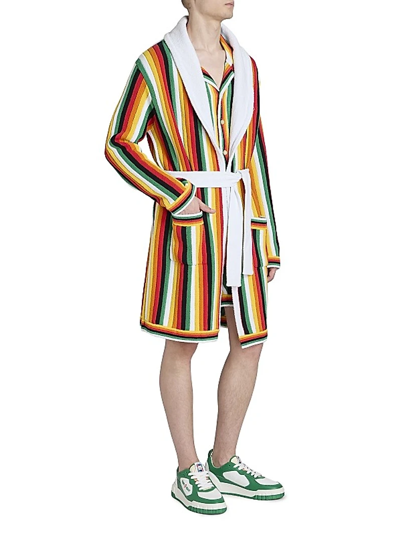 Striped Towelling Tie-Waist Robe