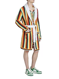 Striped Towelling Tie-Waist Robe