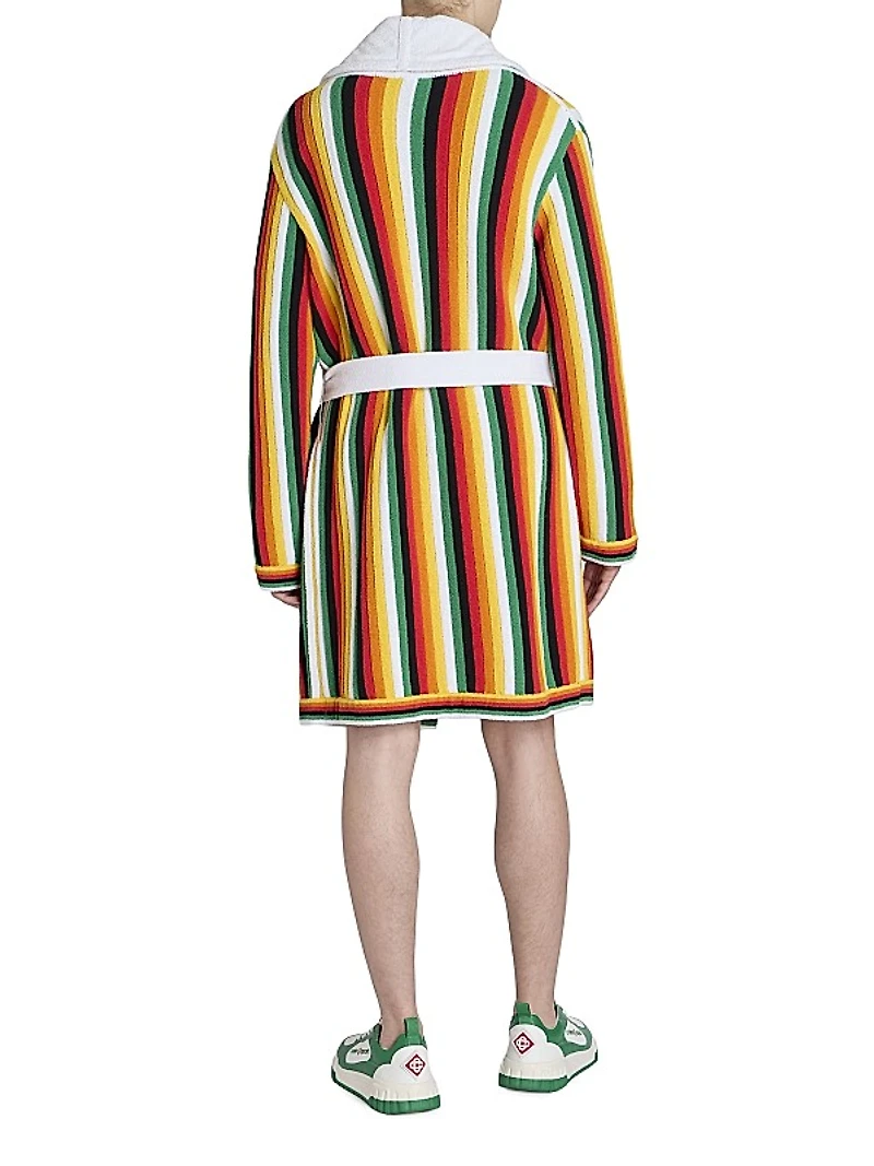 Striped Towelling Tie-Waist Robe