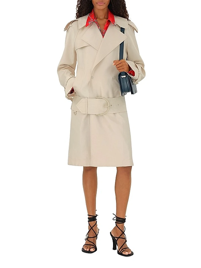 Silk-Blend Belted Trench Coat