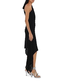 Ruched One-Shoulder Midi-Dress