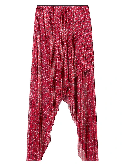 Horsebit Print Handkerchief Midi-Skirt