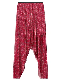 Horsebit Print Handkerchief Midi-Skirt