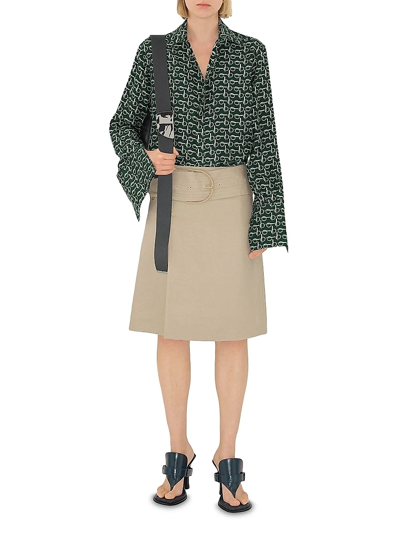 D-Ring Belted Midi-Skirt