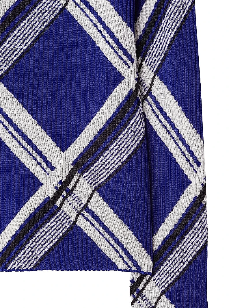Check Rib-Knit Silk Top