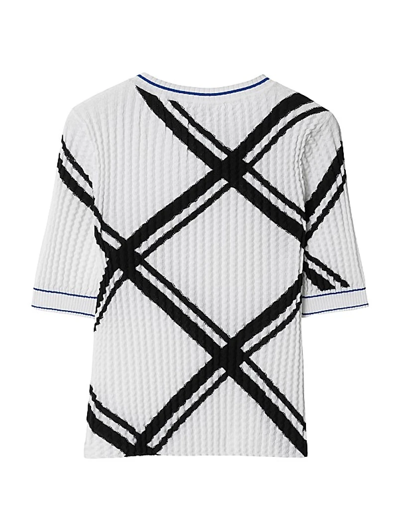 Check Cotton Knit Short-SleeveTop