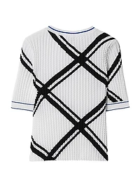 Check Cotton Knit Short-SleeveTop