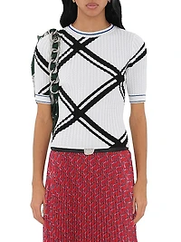 Check Cotton Knit Short-SleeveTop