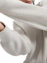 Cotton English Rib Sweater With Shiny Neckline