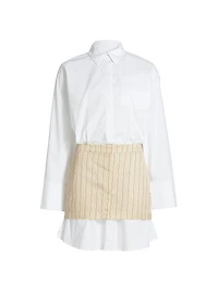 Layered Suiting Cotton Shirtdress