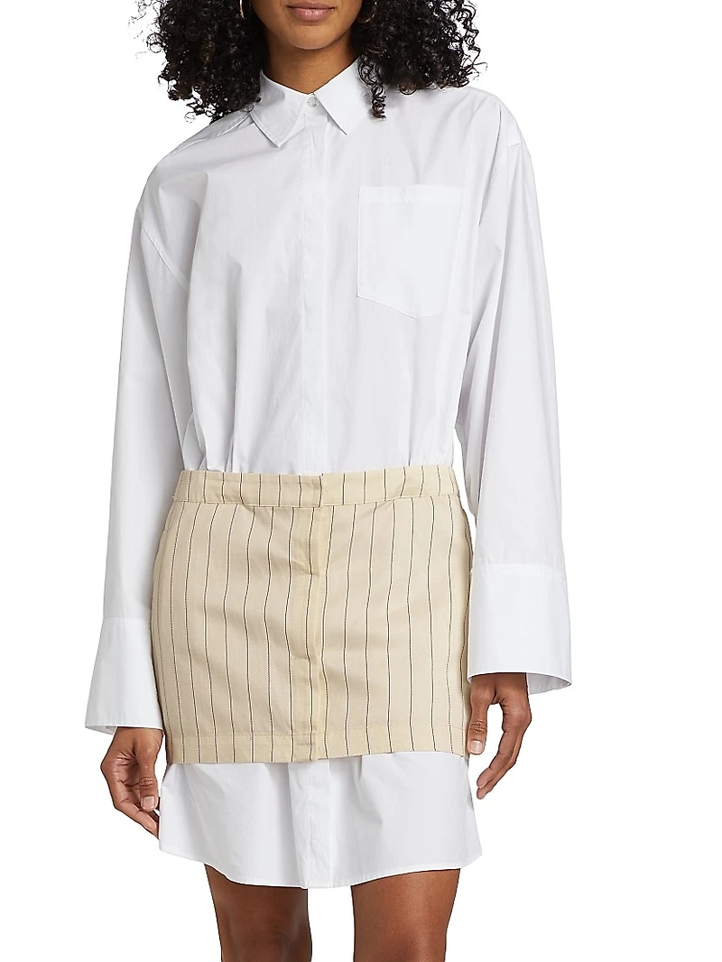 Layered Suiting Cotton Shirtdress