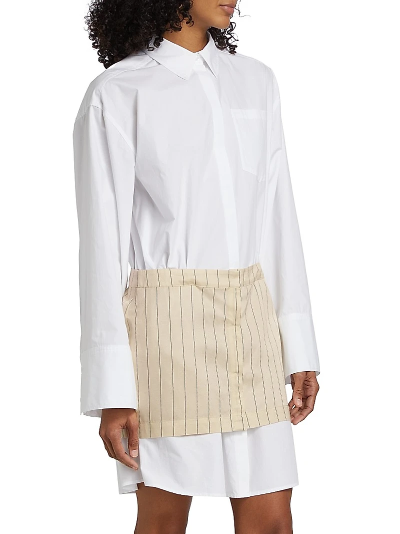 Layered Suiting Cotton Shirtdress