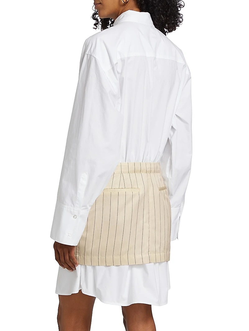 Layered Suiting Cotton Shirtdress