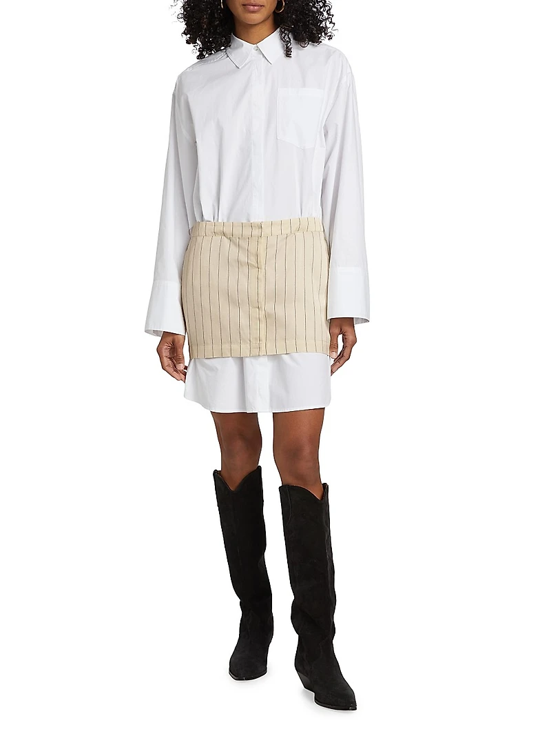 Layered Suiting Cotton Shirtdress