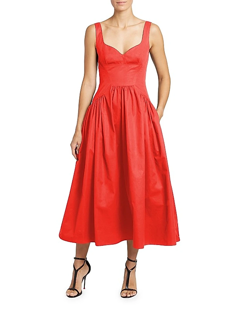 Cotton Poplin Midi-Dress