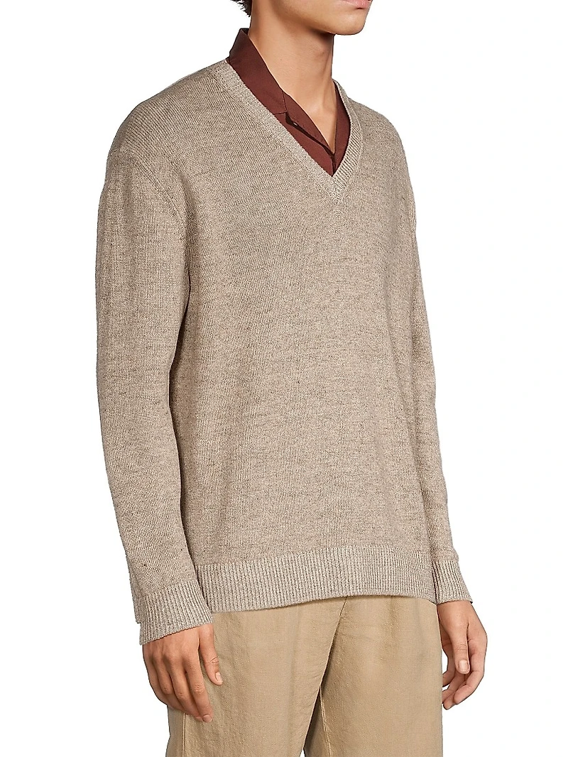 Jeff Linen & Wool-Blend V-Neck Sweater