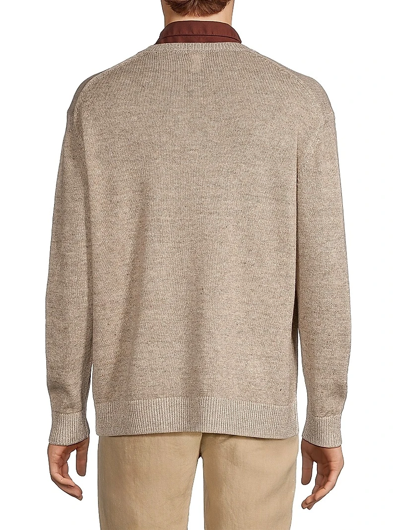 Jeff Linen & Wool-Blend V-Neck Sweater