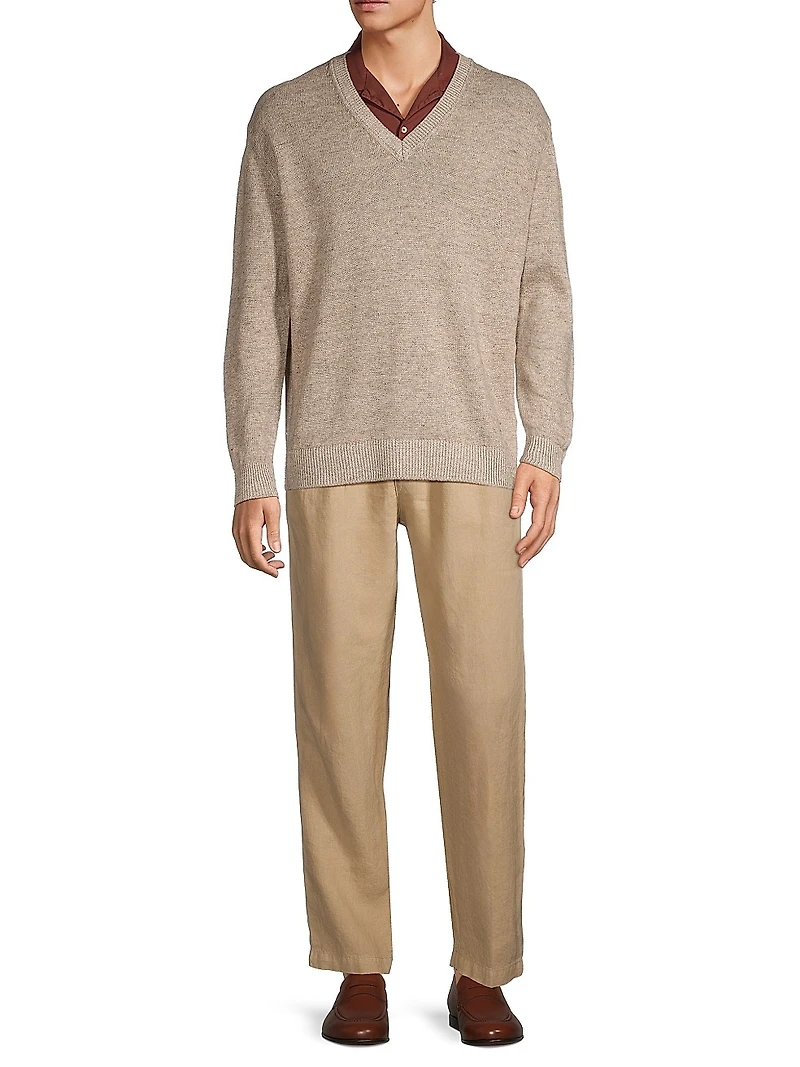 Jeff Linen & Wool-Blend V-Neck Sweater